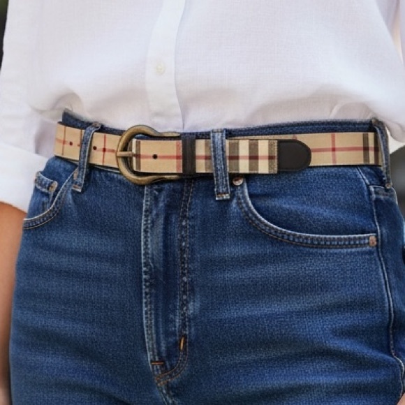 Burberry Accessories - Burberry Check Buckle Belt 32/80 Archive Beige & Black
Leather